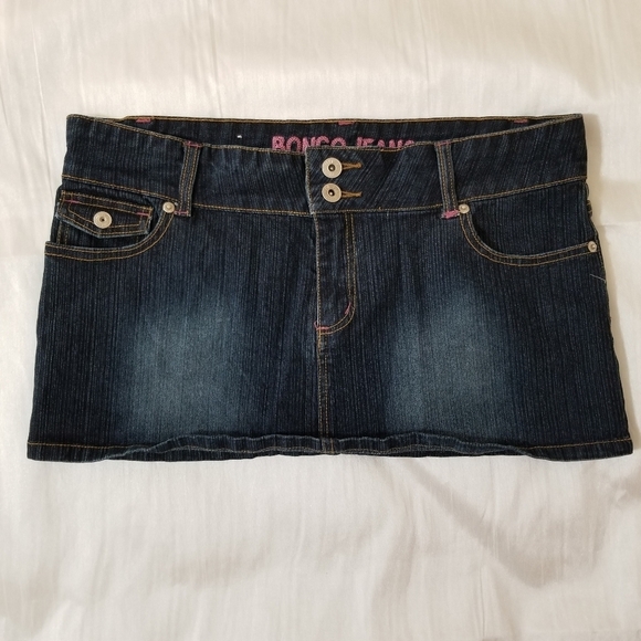BONGO Cotton blend Dark Denim Mini Skirt In Size 7 - Picture 8 of 8
